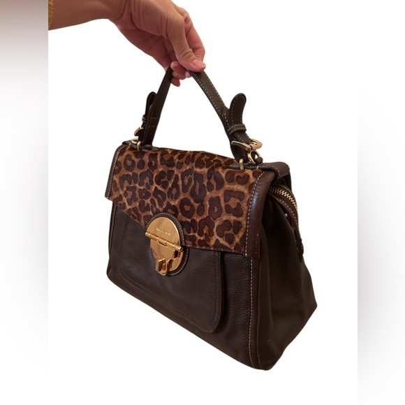 Rare Vintage Michael Kors Handbag, Brown Leather with Dyed Calf Hair in Leopard - Picture 2 of 15
